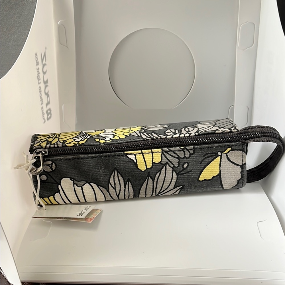 Sakroot Floral Gray and Yellow Pencil Case